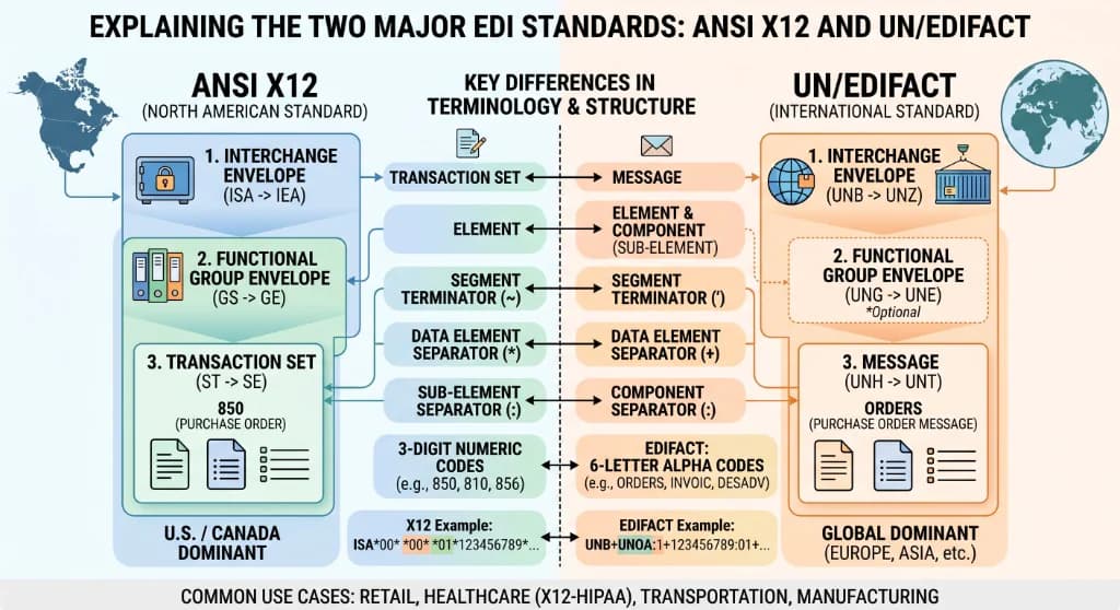 ANSI X12 vs UN/EDIFACT: Major EDI Standards Comparison